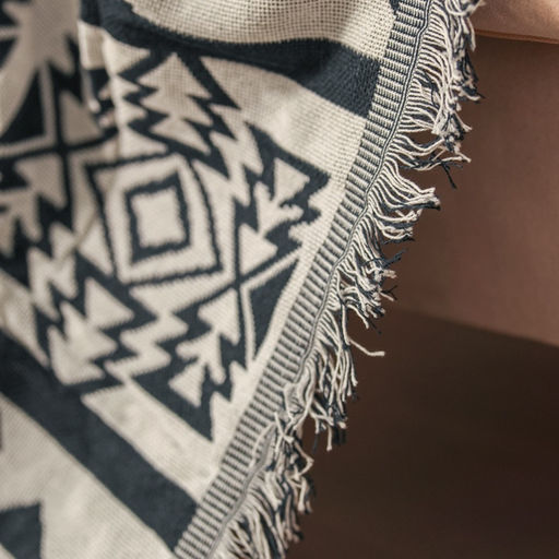 Плед с бахромой «Этель. Этника», 130×180 см, серый