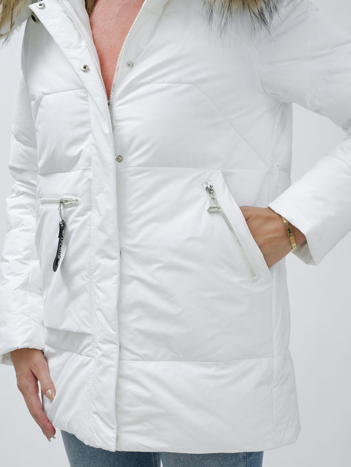 Куртка ПРЕМИУМ КЛАССА зимняя с мехом ЕНОТА, белого цвета - Mtforce фото 11
