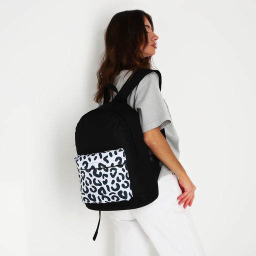 Рюкзак молодёжный Леопард, 33х13х37, отд на молнии, н/карман, чёрный - Nazamok фото 11