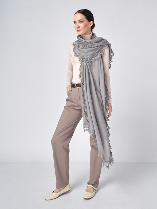 Большой, мягкий, тонкий и очень нежный двусторонний палантин с рисунком. - Tantino фото 4