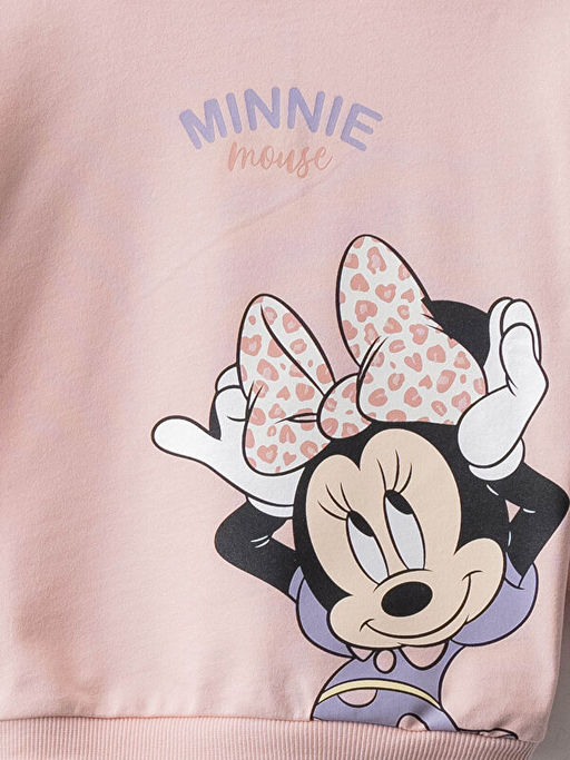 Bisiklet Yaka Uzun Kollu Minnie Mouse Bask?l? Pamuklu K?z Bebek Sweatshirt - Waikiki фото 3