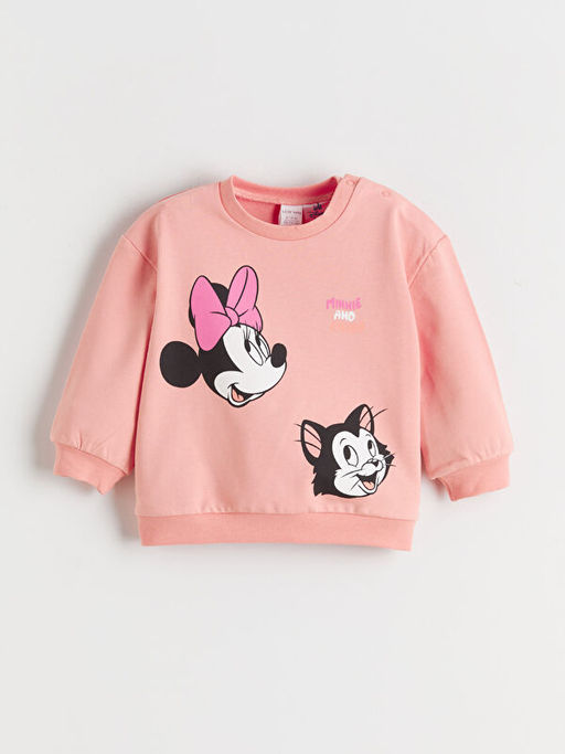 Minnie Mouse Bask?l? K?z Bebek Sweatshirt ve E?ofman Alt