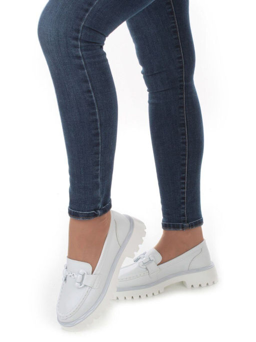 03-HY6-2D WHITE Лоферы женские (натуральная кожа) - Фабричный китай фото 2