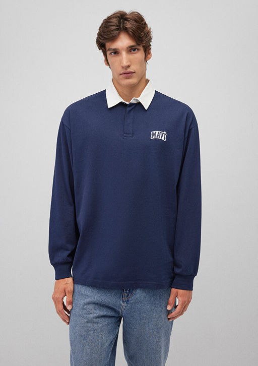 Mavi Logo Bask?l? Lacivert Polo Sweatshirt  фото 4