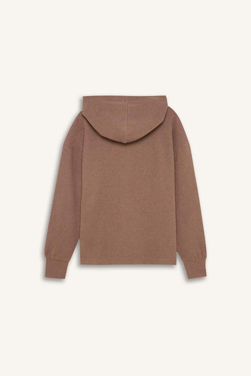 Повседневная базовая однотонная толстовка с капюшоном Relax Fit - Defacto фото 9