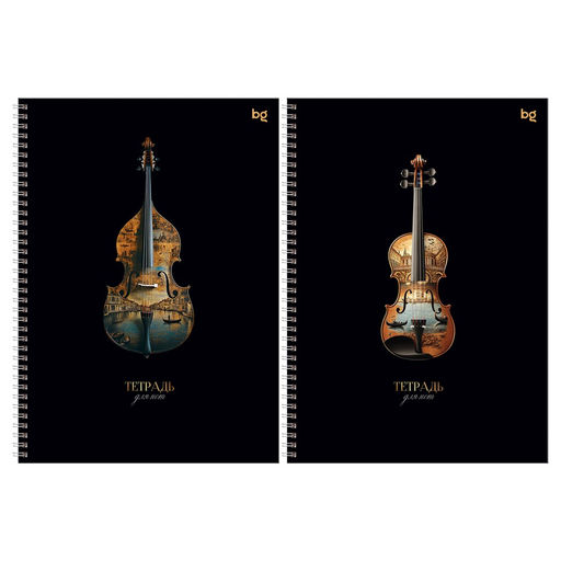 Тетрадь для нот BG 24л., А4, вертикальная, на спирали "Мелодии на воде" (ТН4гр24 57832) со справочной информацией