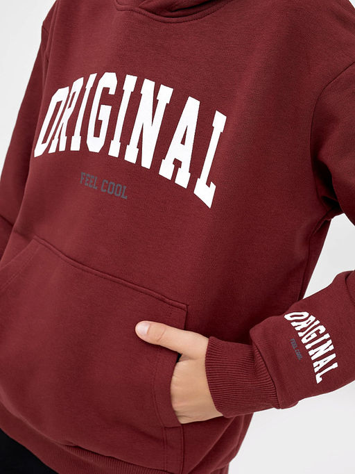 Стильное свободное худи пыльно-бордового цвета для мальчиков - Mark formelle фото 3