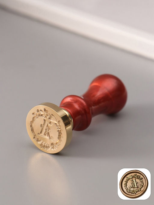 Печать для сургуча с пластиковой ручкой «Венок с буквой A», 2.5×2.5×6.3 см