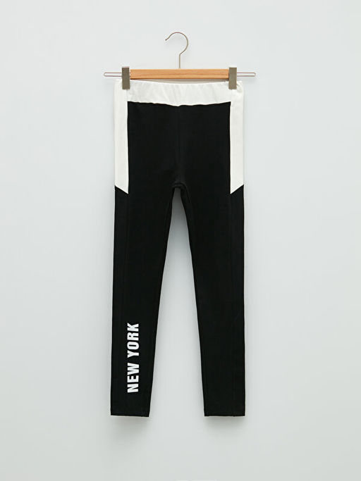 Beli Lastikli Bask?l? Pamuklu K?z ?ocuk Uzun Tayt