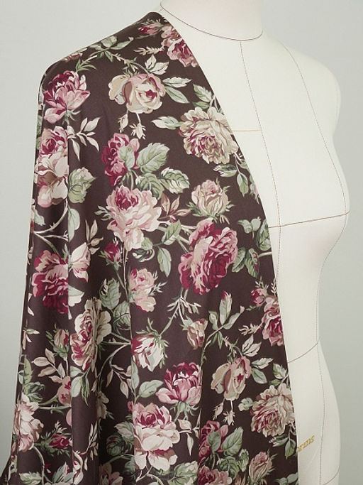 Сатин Античные розы цв.горький шоколад, ш.1.6м, хлопок-100%, 110гр/м.кв - Купава фото 2