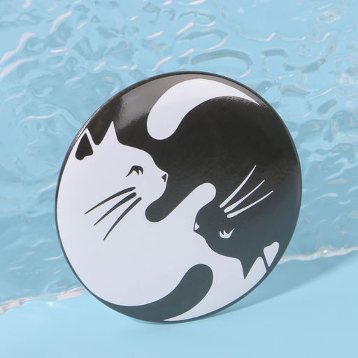 Цена за 2 шт. Зеркало карманное «Кошки», d=7 см, белое, чёрное