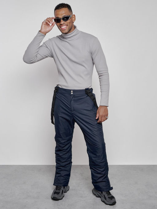 Полукомбинезон утепленный мужской зимний горнолыжный темно-синего цвета 7507TS - Colannia фото 12