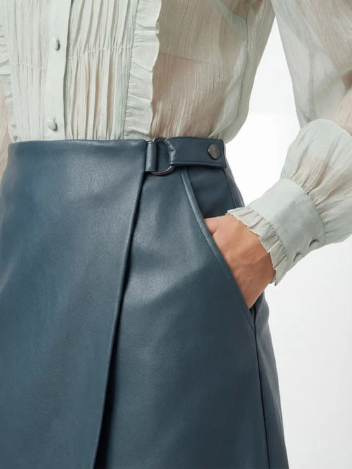 Юбка на запах из эко-кожи OD-1003-2 зеленый