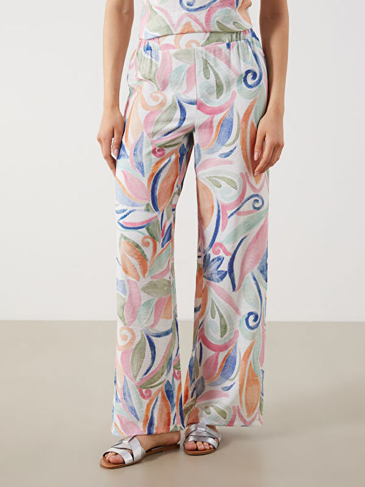 Beli Lastikli Desenli Geni? Pa?a Kad?n Pantolon