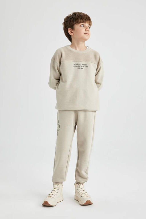 Толстый свитшот оверсайз с принтом и круглым вырезом для мальчика - Defacto фото 7