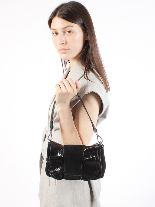 LACCOMA сумка Y2298-2-черный натуральная замша, натуральная кожа полиэстер фото 2