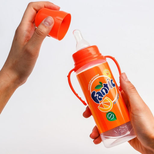 Бутылочка для кормления малыша M&B Fantic, классическое горло, с ручками, от 3 мес., 250 мл., цилиндр