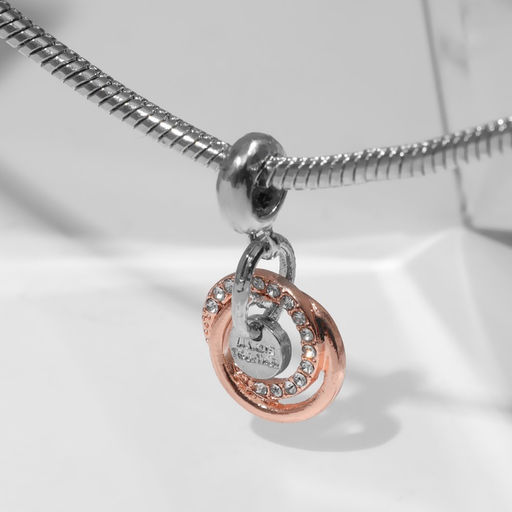 Цена за 5 шт. Подвеска «Кольца» ALWAYS TOGETHER, серебристо-белый в розовом золоте