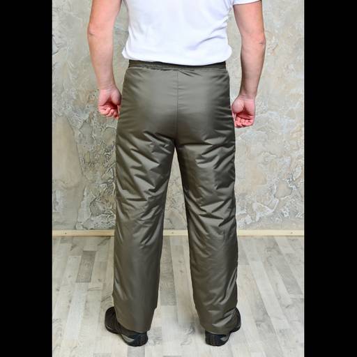 Утепленные флисом мужские брюки на поясе-резинка, цвет - хаки