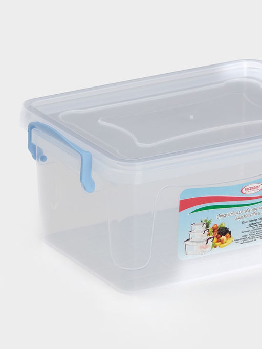 Контейнер пищевой, 1.5 л, 21×14×10 см, пластик, прямоугольный, прозрачный, ручки МИКС