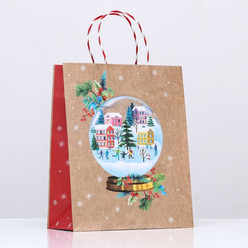 Пакет подарочный крафтовый Зимний двор, 26 х 32 х 12 см - Simaland фото 3