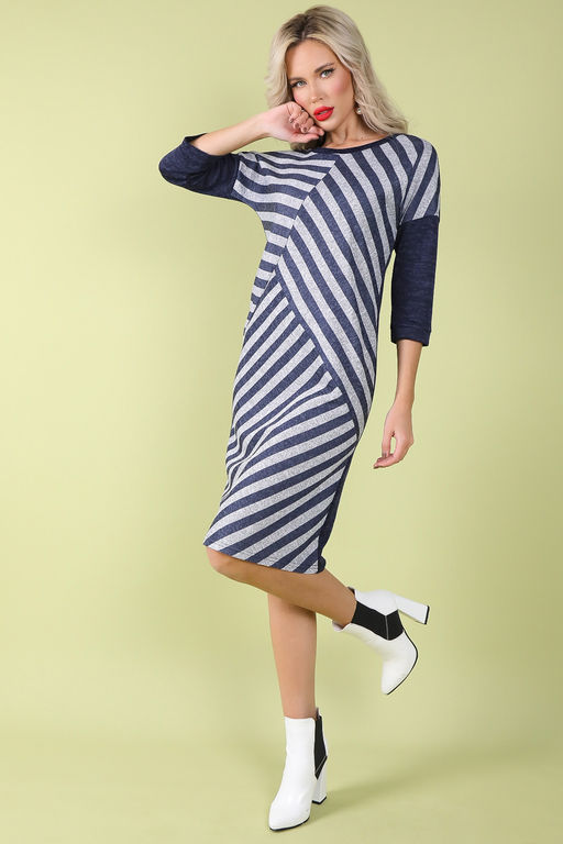 Платье Мадонна (полоска черника) - Эльза фото 3
