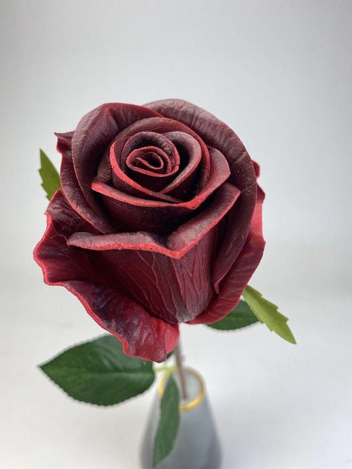 Роза силиконовая ароматизированная 55см, цвет бордовый - Aopen фото 3