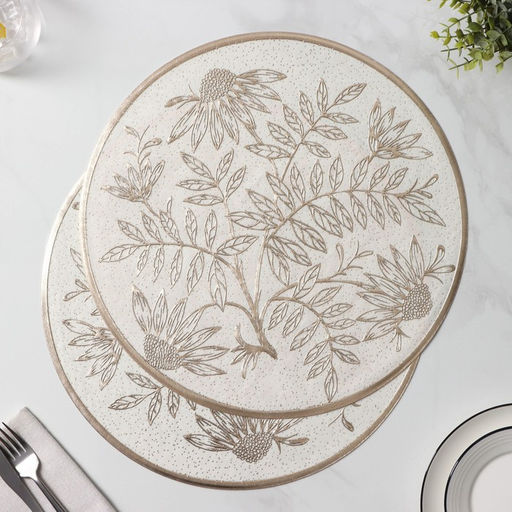 Набор салфеток сервировочных Доляна Ботаника, 2 шт, d=38 см, цвет бежевый  фото 14