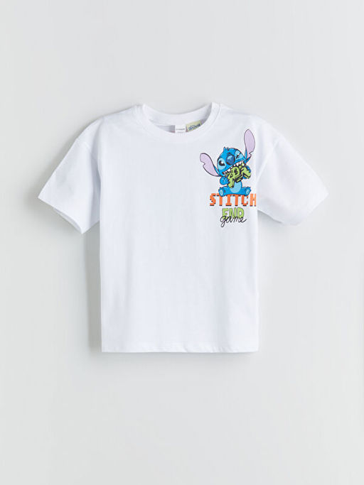 Bisiklet Yaka Stitch Bask?l? Erkek ?ocuk Ti??rt