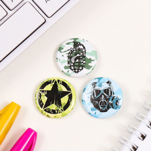 Набор значков на одежду, рюкзак, сумку Граната, 3 шт., d=25 мм, закатные, 7?7 см