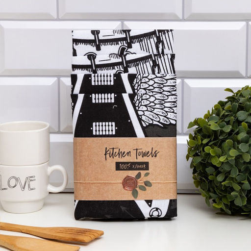 Набор кухонных полотенец Доляна Rock'n'roll 35х60см-4шт, 100% хл  фото 2