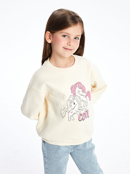 Bisiklet Yaka Uzun Kollu Bask?l? K?z Bebek Sweatshirt - Waikiki фото 3