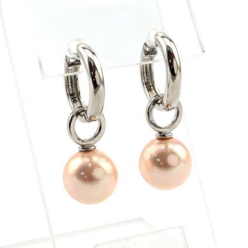 Серьги Трансформер с майоркой цв.кремовый, серебристые.