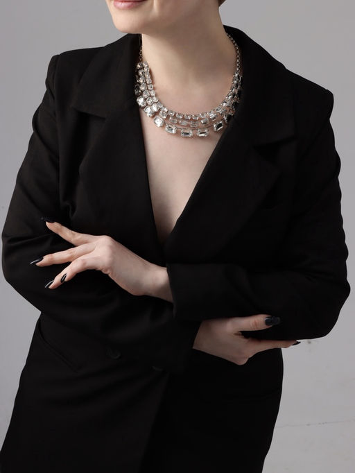 Чокер-колье Сияние трио на увеличение, цвет белый в серебре, 36 см