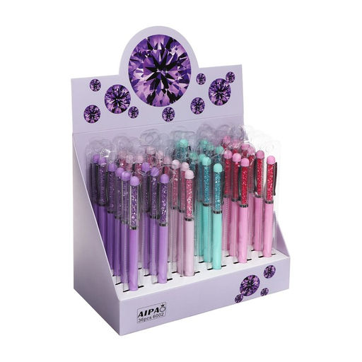 Цена за 36 шт. Ручка гелевая Calligrata «Стразы», синий стержень, узел 0.5 мм, МИКС