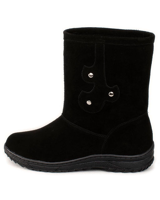 Полусапоги женские на литой подошве., Черные. Замша. Подклад овчина.