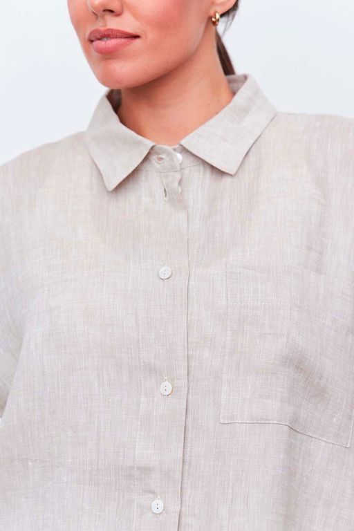 Рубашка короткая S021_LBGE/Светло-бежевый