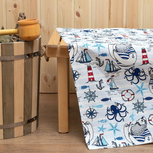 Простыня банная Этель Капитан 150х180 см, вафля 200г/м2, 100% хлопок