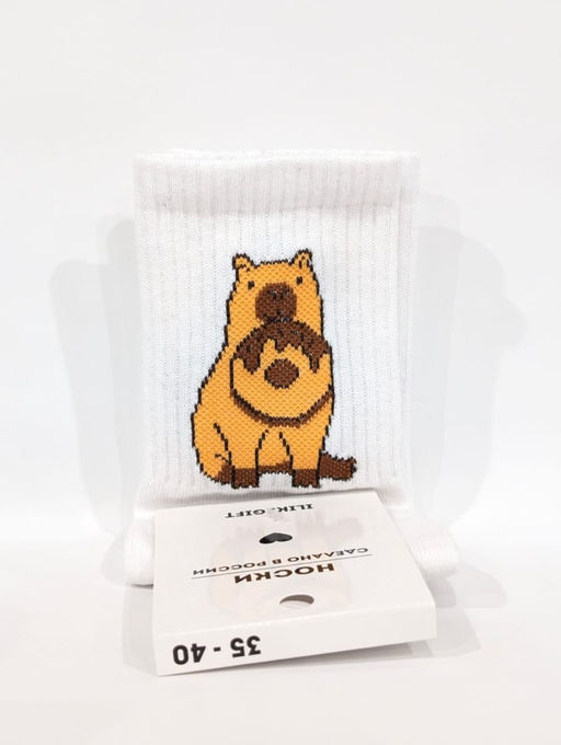 Носки Capybara donut, белый, мужские/женские р. 35-40