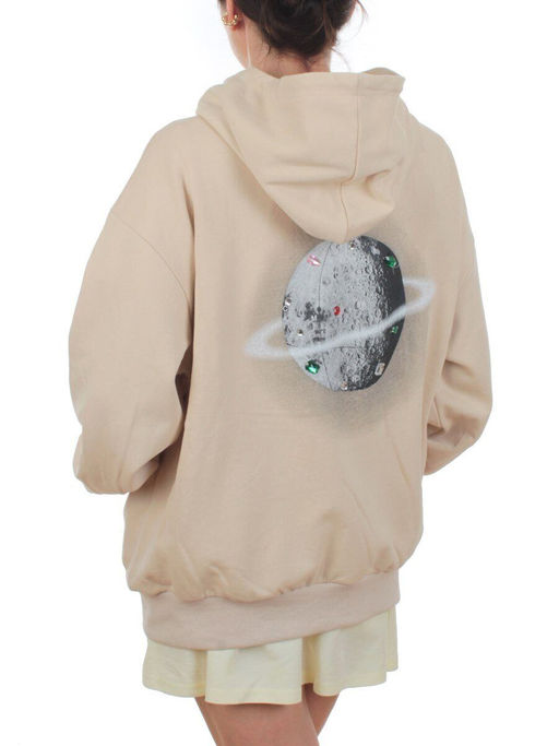 3265 BEIGE Худи на молнии женское (95% хлопок, 5% эластан)