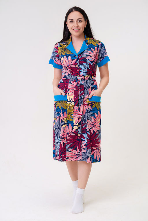 Халат женский из кулирки Елизавета бирюза - Амадэль фото 8