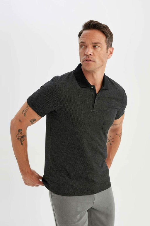 Футболка-поло приталенного кроя с короткими рукавами - Defacto фото 3