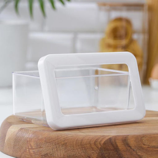 Ёмкость для хранения сыпучих продуктов IDEA «Степ», 800 мл, 16×10×7 см, пластик, крышка белая