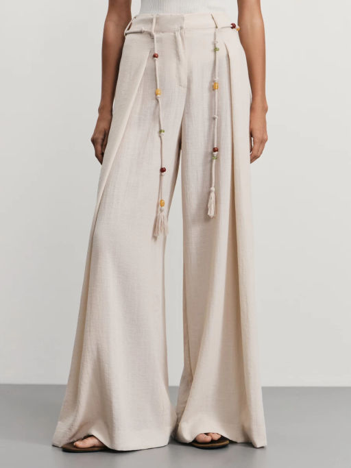 Брюки из вискозы на поясе с бусинами / Zarina  фото 2