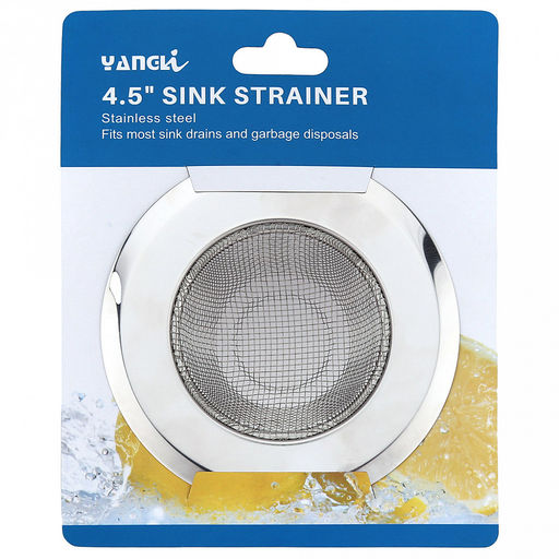 Пробка-сетка для раковины из нержавеющей стали "Сетка №2" д11,5см, h4см, на картоне (внутренний д6,8см) (Китай)