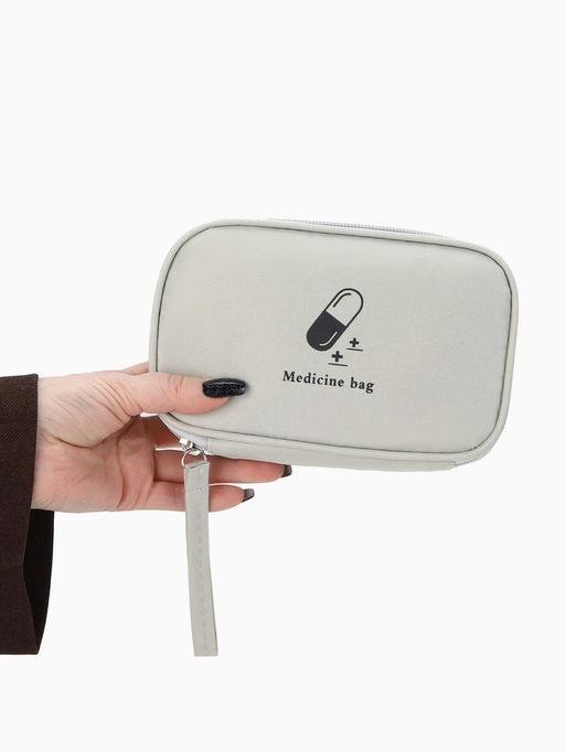 Косметичка-аптечка дорожная на молнии, с ручкой, Medicine bag, серая - Simaland фото 4
