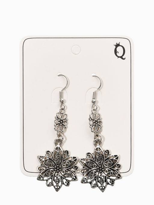 Цена за 2 шт. Серьги метал "Аутентичность" цветы, цвет чернёное серебро