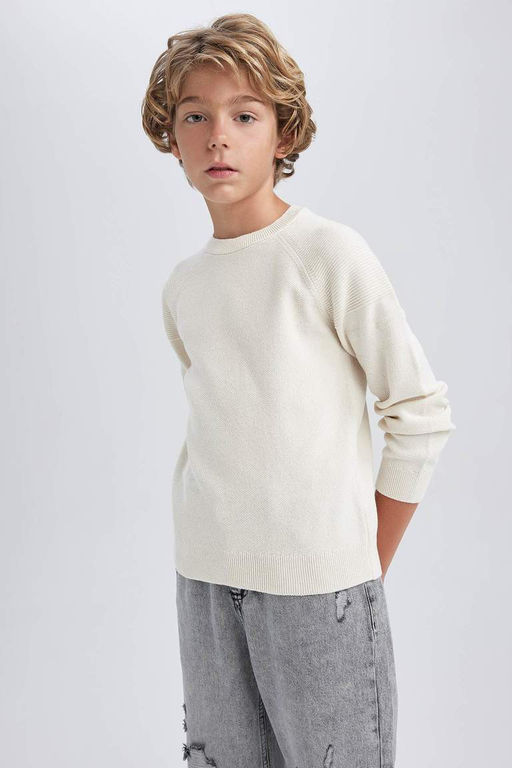 Хлопковый свитер с круглым вырезом для мальчика - Defacto фото 3