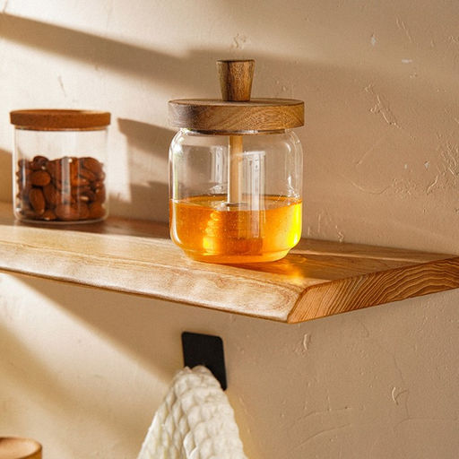 Баночка для мёда SL Home «Южная акация», 450 мл, 9×13.5 см, с крышкой и ложкой, стекло, прозрачная