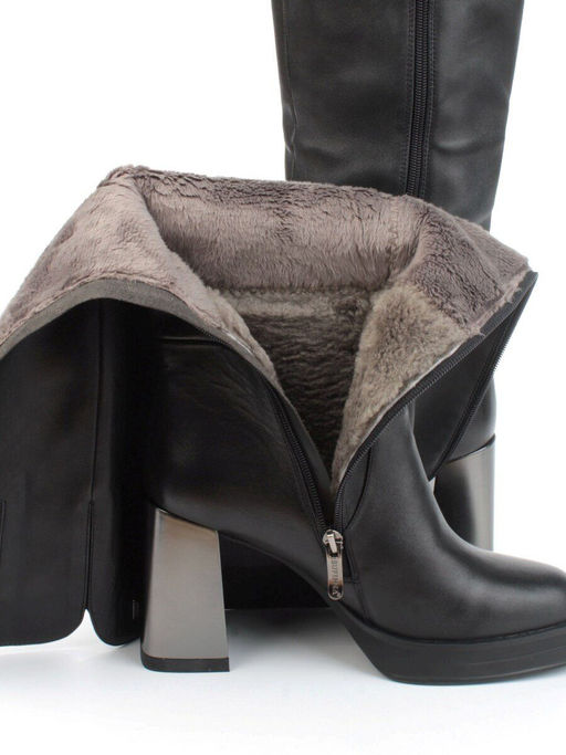02-B6236-6051Z-9BM-1 BLACK Сапоги зимние женские (натуральная кожа, натуральный мех) - Фабричный китай фото 4